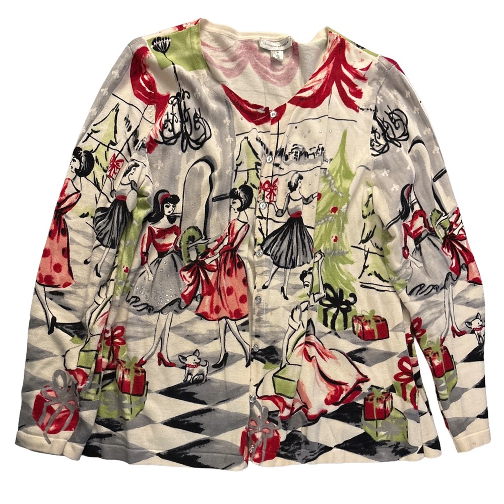 Christopher & Banks Red and Cream Knit Sweater